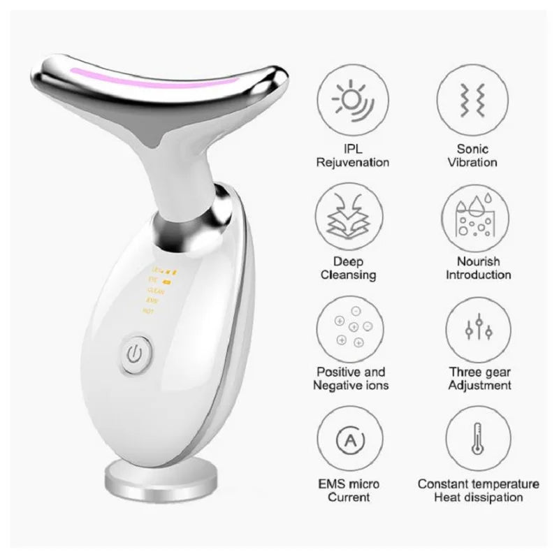 Face and Neck LED Therapy - Reduces Double Chin and give a sharp jawline, anti-wrinkle and neck massager skin care tool