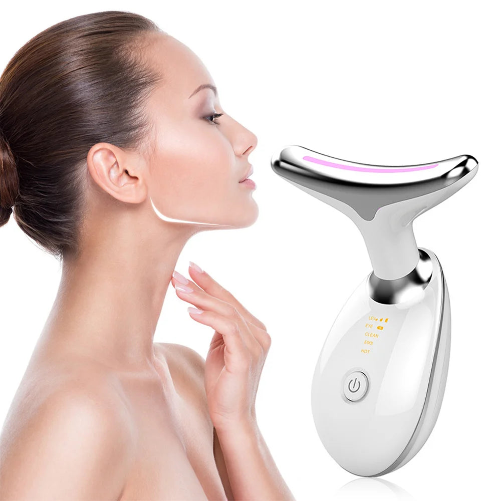 Face and Neck LED Therapy - Reduces Double Chin and give a sharp jawline, anti-wrinkle and neck massager skin care tool