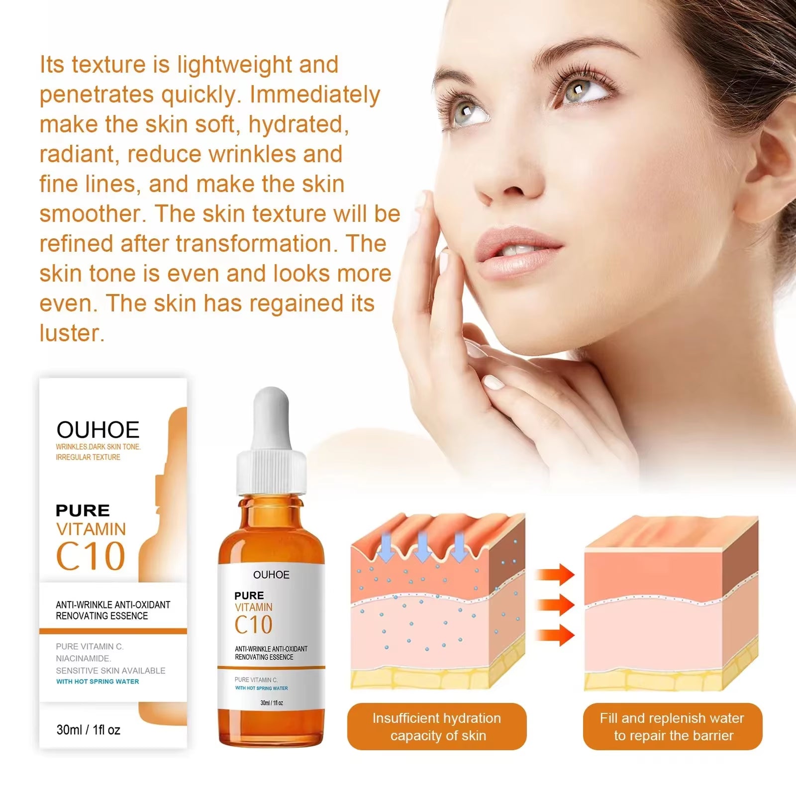 Revitalizing Vitamin C Face Serum - Anti-Aging, Firming, and Brightening Essence for Youthful Skin